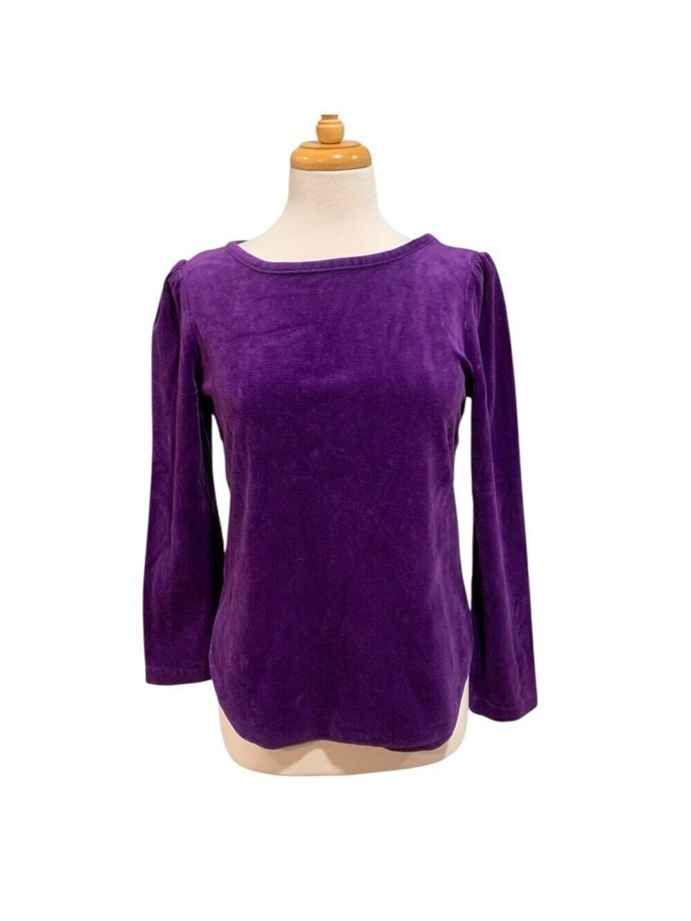 Vntg 70’s long sleeved purple velour shirt/top approx sz M
